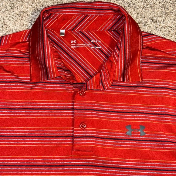 Under Armour Mens L Heat Gear Loose Performance Polo Golf Shirt Lot of 3 Striped - Picture 3 of 16